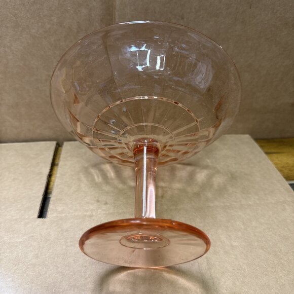 Vintage Glass 5" Tall Pink Depression Glass Compote Open Candy Bowl 6.75” Across - Picture 4 of 6